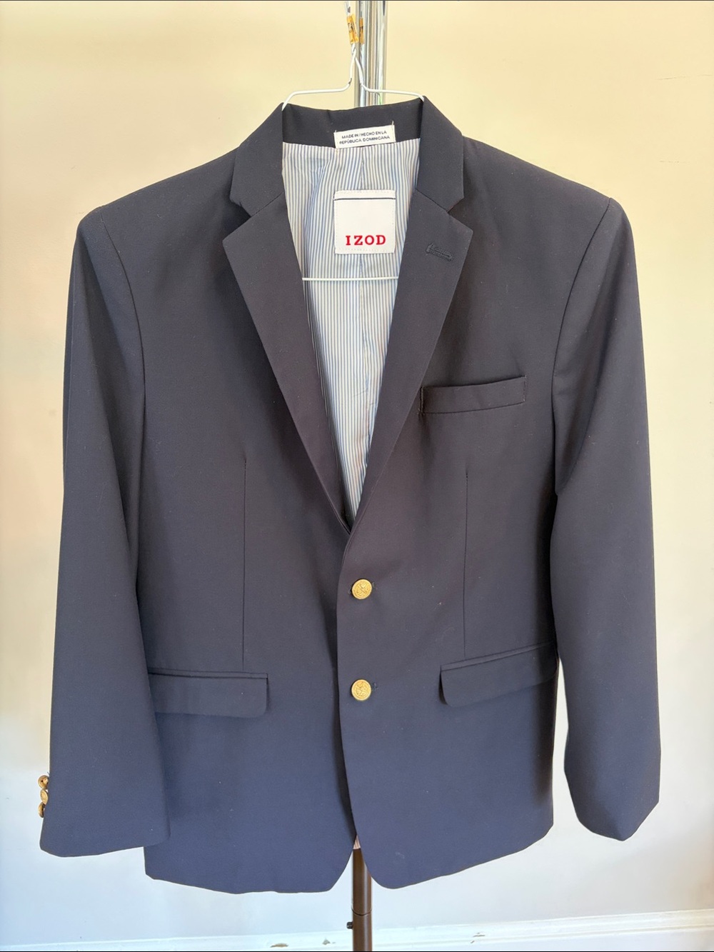 IZOD Boys Size 20 Navy Blue Blazer with Gold Buttons